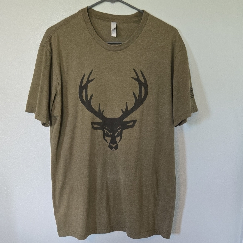Bella Canvas Olive Green Buck Graphic Tee Size Large